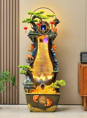 招财流水落地环摆件泉厅假山喷办公UYZ客室循水景观开业乔迁新居