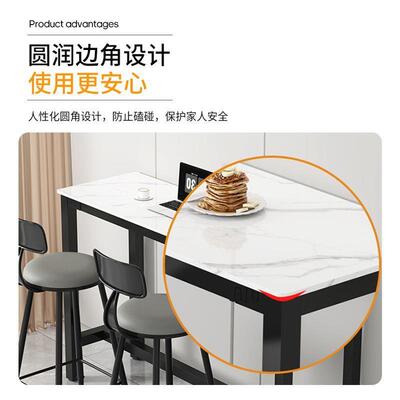岩板台桌家用阳桌台长条客脚厅靠墙吧DXA吧台奶茶店咖啡高桌休闲