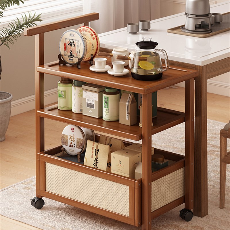 移动置物架小推车带轮茶几客厅家用零食收纳架S中古沙发边柜边几