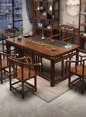 新中桌桌式阳台茶桌椅组实木泡合QGJ茶小户型茶一体一整套禅意喝