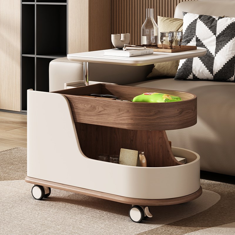 轻奢茶几新e款实木板多功能简约现代客厅可移动小户型储物边几角