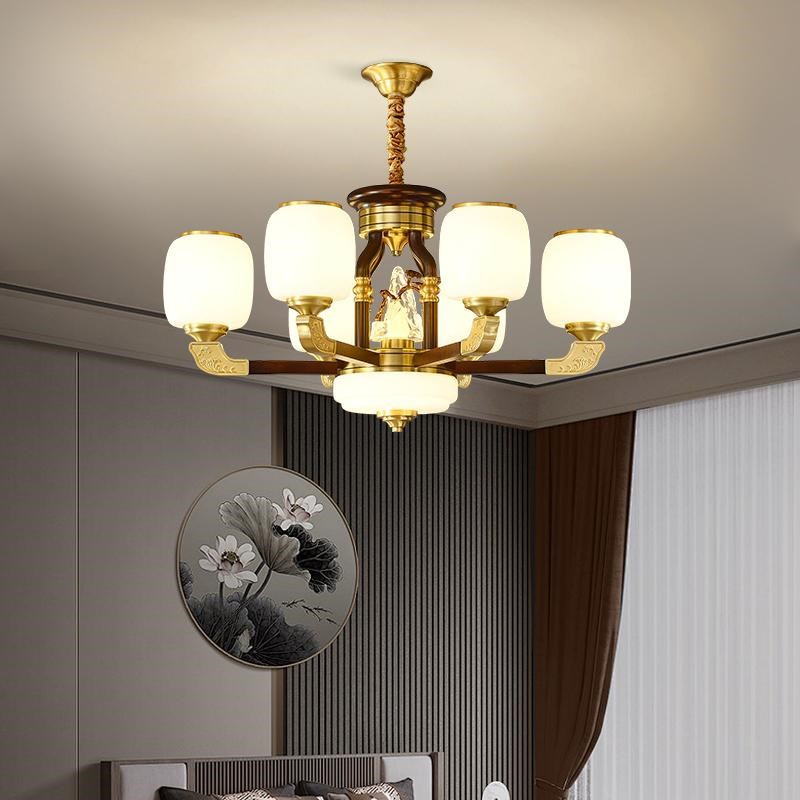 新中式实木吊灯客厅灯餐厅卧室书D房铜灯中国风简约大气中式灯具