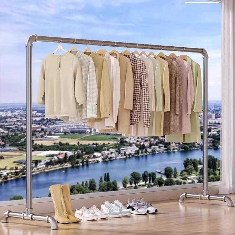 卧室水管钢晾衣架落地晾杆户外用阳台管挂衣衣服水管衣架简易晒被
