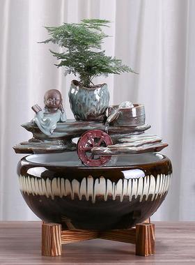 中DOA陶瓷室鱼缸循环流水客厅景办公桌面招财式装饰养鱼开业礼品