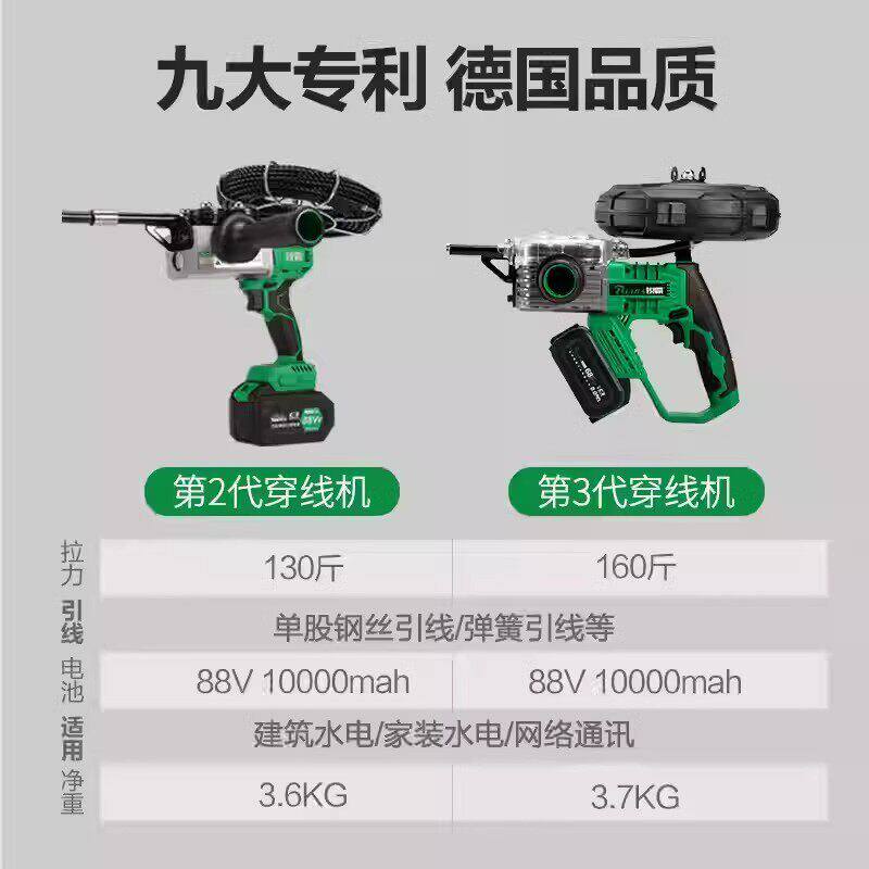 锐霸穿线机锂电穿线器全自动电工万能钢丝穿管器电动拉线穿线神器