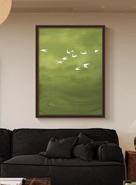 绿色风级古景法式中风客厅装饰高感沙发背景墙画壁画小众艺JZ1508