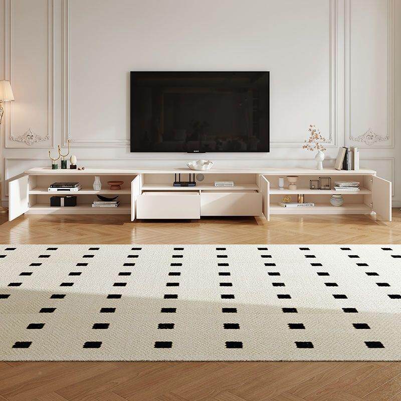 轻实木电视柜茶几组合家用黑色现代小户型简WCR约奢客厅落地电视