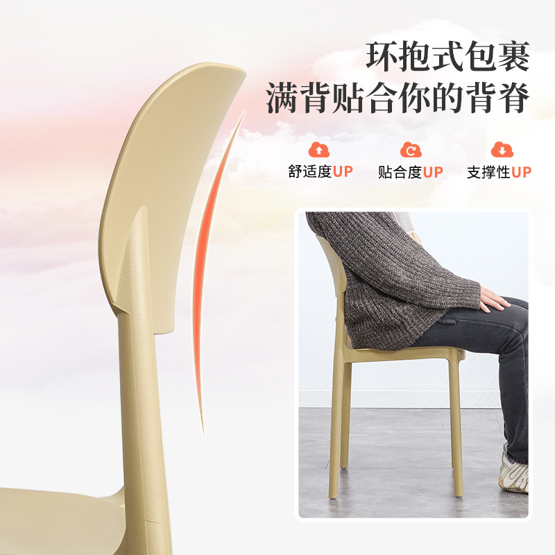网红现代简约餐桌休闲餐厅商用凳子靠背吃饭椅子家用塑Z料餐椅加