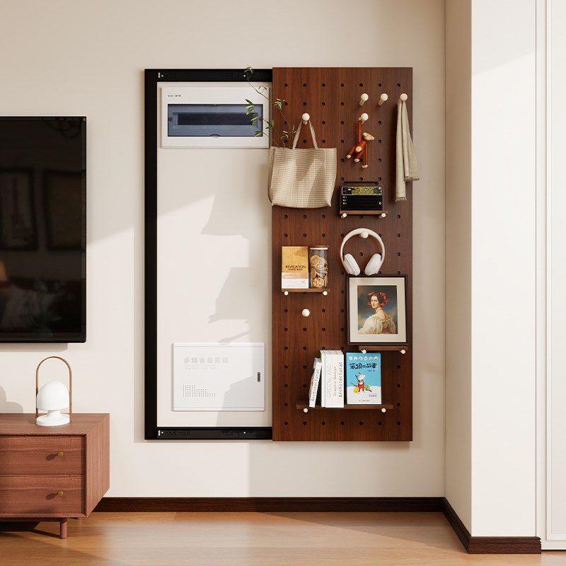 中古风电表箱遮h挡推拉实木洞洞板弱电箱配电箱盒装饰隐形墙面遮