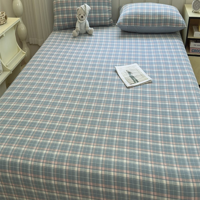 水洗棉床笠纯棉a类母婴级100全棉135x2G00cm学生宿舍床垫套90x190