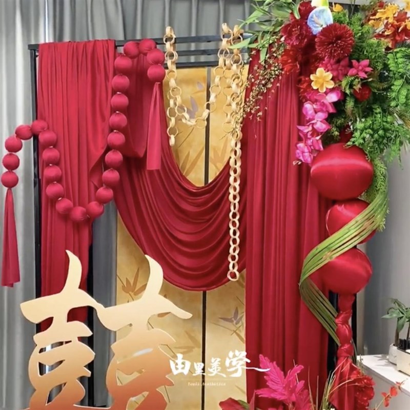 新款婚庆双层黑色可伸缩屏支架屏风舞台背景铁艺拱门迎宾方框架子