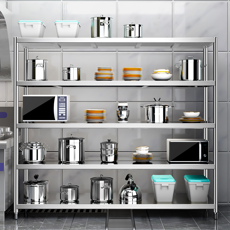 厨房收纳架多层不锈钢仓储置物架家用锅具仓库重型货架加厚储藏室