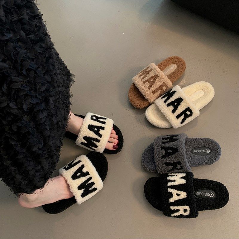 毛毛拖鞋女外穿平底新款韩版ins潮鞋秋冬2024厚底棉拖鞋子春夏季,女鞋,毛毛鞋,淘宝优惠券,粉丝福利购,淘宝优惠卷