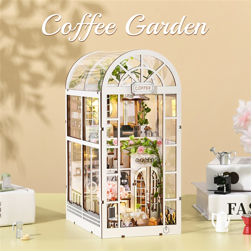 阳光咖啡房DIY手工小屋书立艺术屋拼装模型微缩场景积木礼物玩具