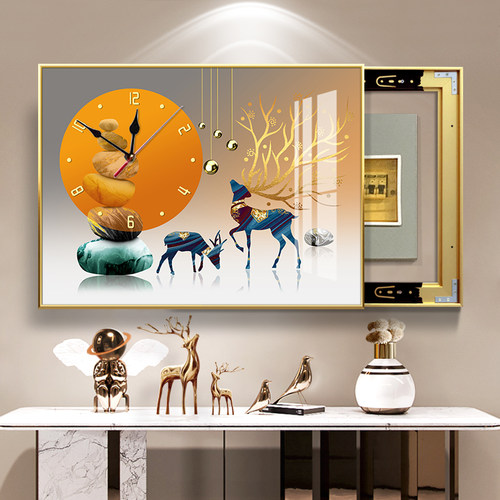 钟表电表箱装饰画现代简约客厅餐厅遮挡配电箱电闸开关静音石英表