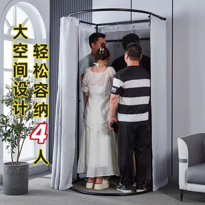 服装店移动地摊试衣间门帘活动简易更衣室轨道便携换衣落地展示1
