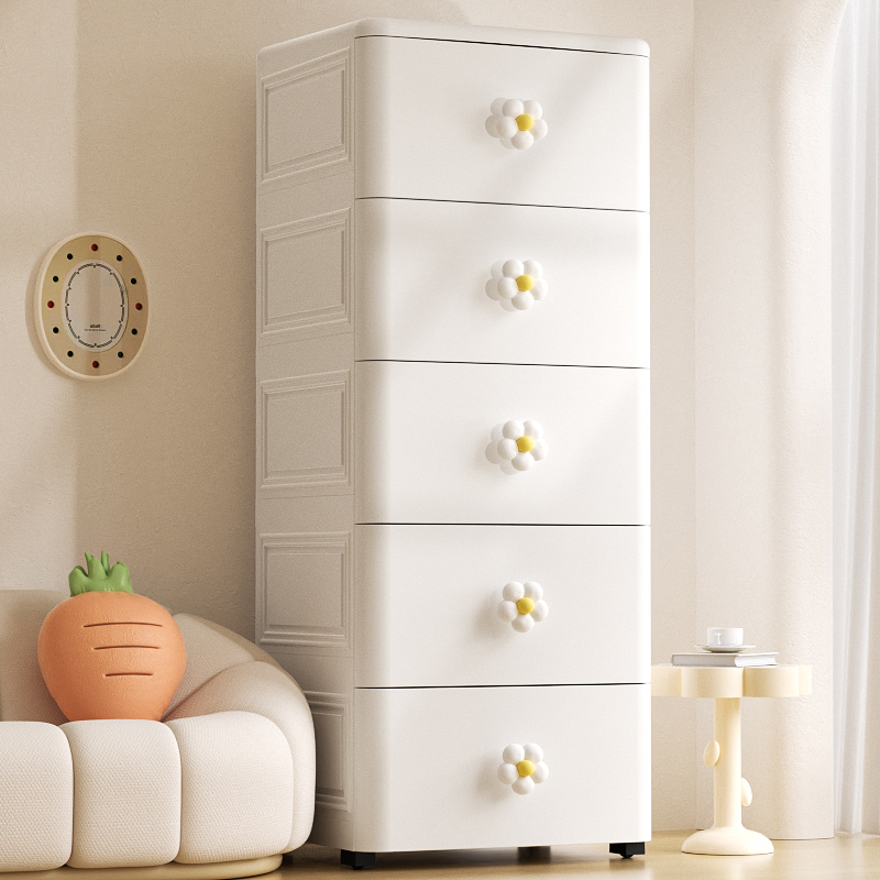 加厚抽屉式收纳柜子多层夹缝储物箱卧室客厅床头置物家用五斗柜橱