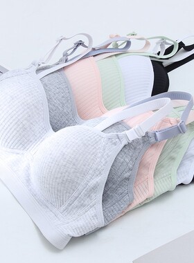 日系白色内衣女无钢圈薄款大学生高中少女文胸聚拢收副乳小胸罩夏