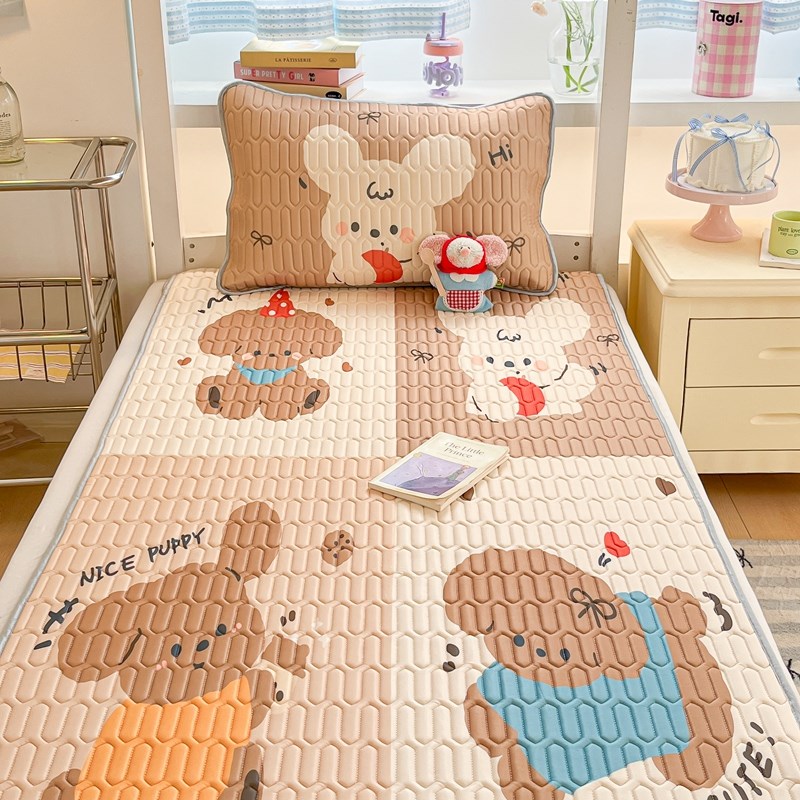 大版卡通裸睡凉感丝凉席二三件套 少女宿舍柔软空调软席2.0床凉席