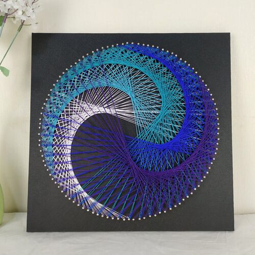 简约几何方圆纱k线画成品 钉子缠绕线手工装饰弦丝画DIY