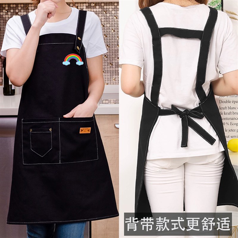 订做奶茶店围裙定制LOGO印字女时尚家用餐厅可爱韩U版厨房工作服