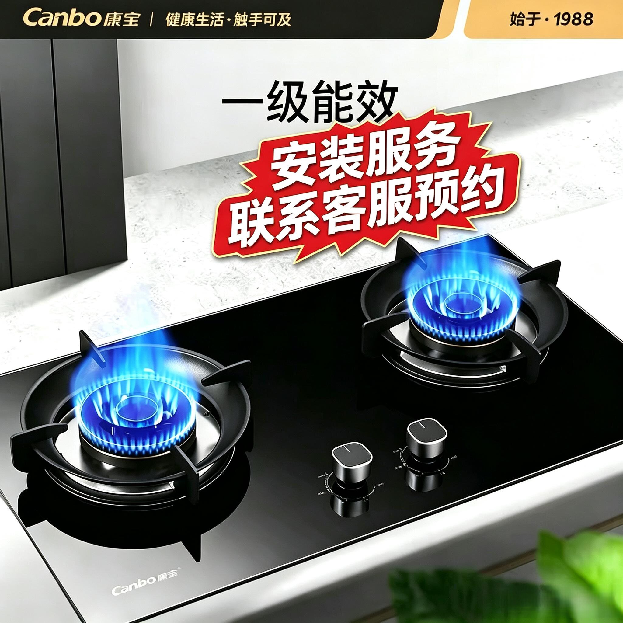 康宝2QB53T大火力燃气灶灶具厨房双灶钢化玻璃面板多档调节