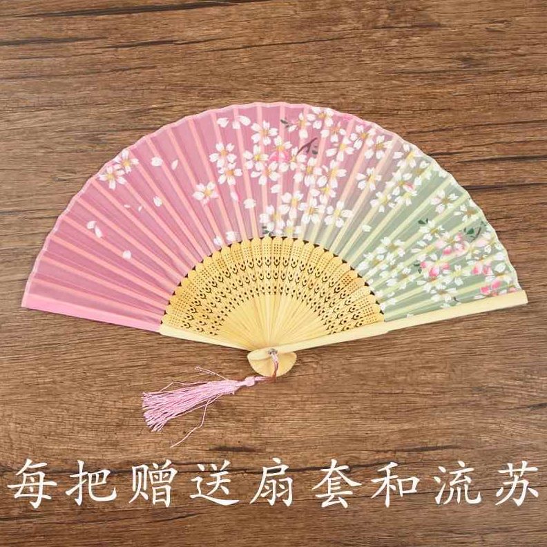 中国风表t黑色古典舞桃花古风儿童花走折京剧纸扇演滦达旦戏曲子