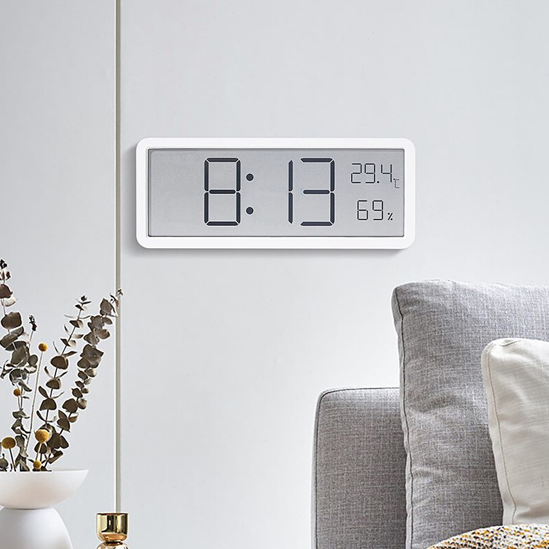 可钟表时钟夜光表大屏温湿度电子钟挂简客厅挂钟立INSb约