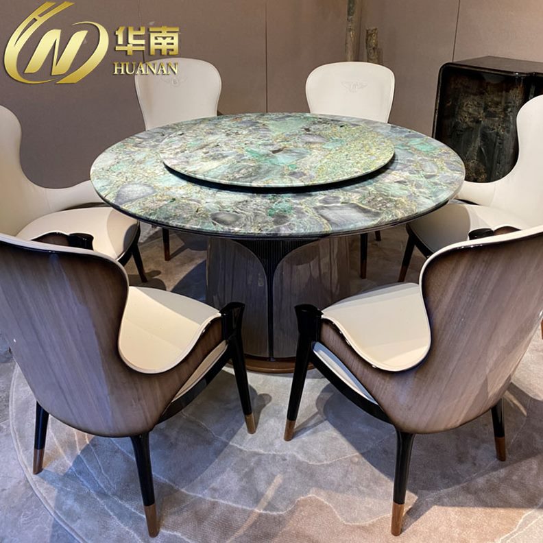 大户型轻奢大理石餐桌椅组合家用后现代餐台实木家具别墅式意高端