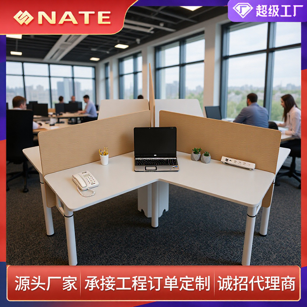 工程配套家具三工位职员办公桌隔断员工屏风卡座9腿升降办公桌腿