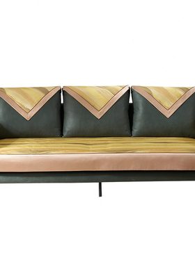 靠背垫现代沙发定制轻奢全包沙发布黄色坐垫防滑巾扶手四季通用风