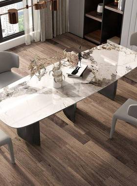 餐桌组合家大小户型吃用饭桌子长方形岩现代简约轻奢餐椅桌亮MJ8