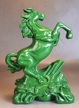 绿色木雕马到成功摆件实木质十二A生肖马家居装饰摆设开业工艺礼