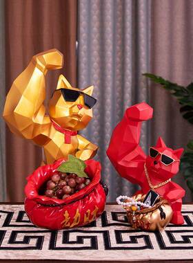 劫店财麒麟猫臂肌肉网红EKD4176玄发财招财猫铺开业礼物装饰品关