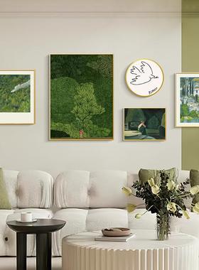 小清新沙原风客厅木装饰画发背景墙代挂画FM720904现轻奢绿色壁画