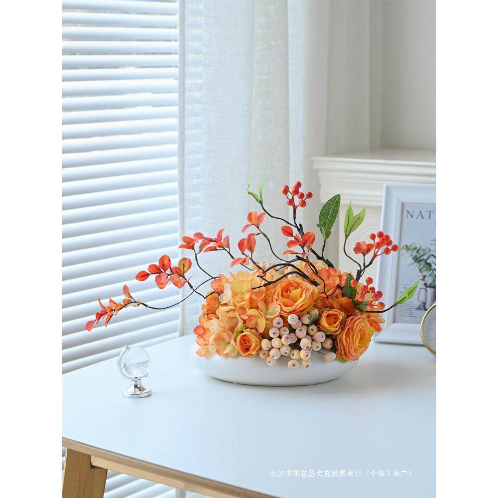 仿真花假摆花设轻奢高端厅客餐TNO桌花花高级装摆饰品插花花艺摆