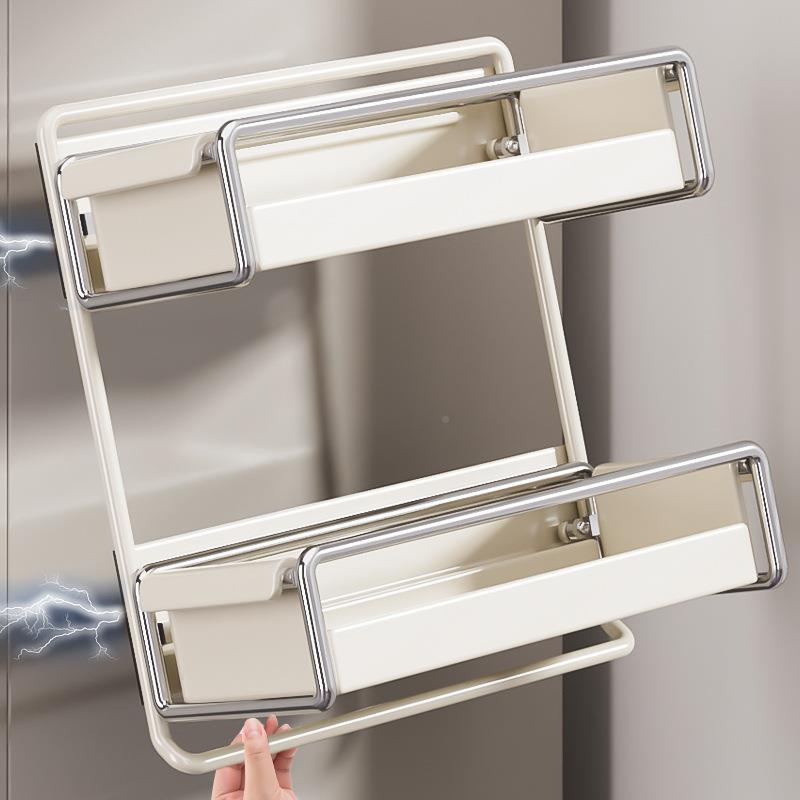 磁吸箱置物架侧夹收纳保鲜膜挂架CX-2118-厨房缝侧面抽拉柜整理冰