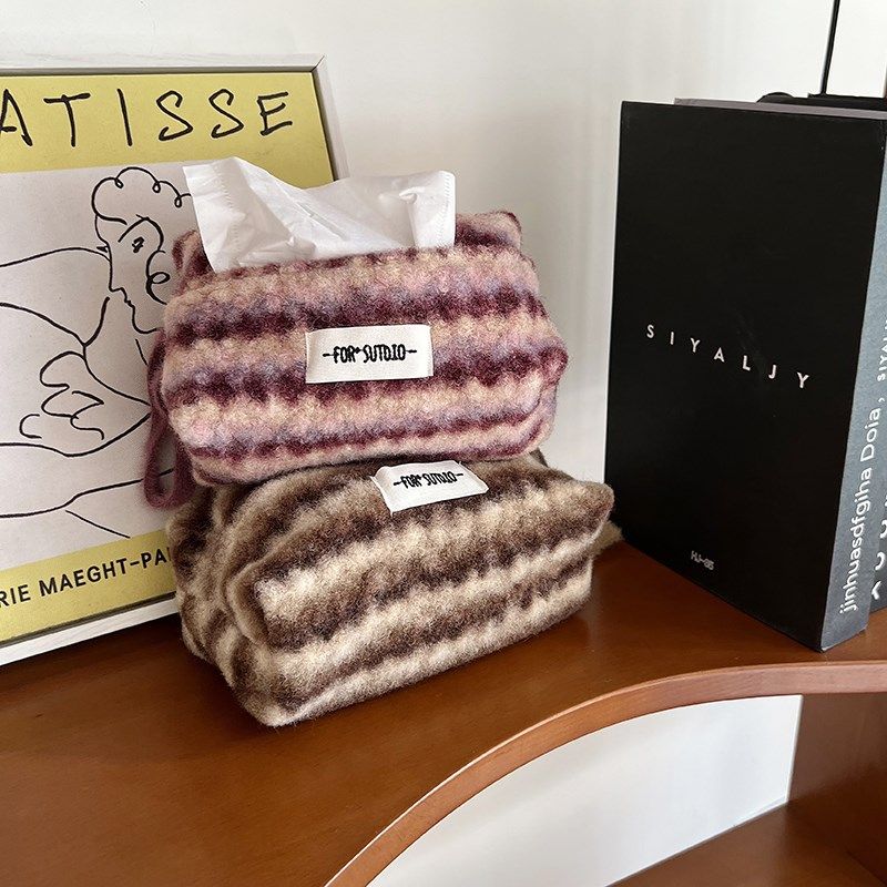 福笙抽纸盒厚吐司包毛呢条纹餐巾纸包可挂绳纸巾袋车载客厅纸巾套,收纳整理,纸巾盒,淘宝优惠券,粉丝福利购,淘宝优惠卷