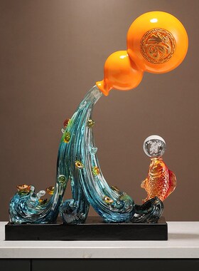 风生水起葫芦锦鲤招财桌面摆件入户玄关客厅酒柜装饰品乔迁礼品