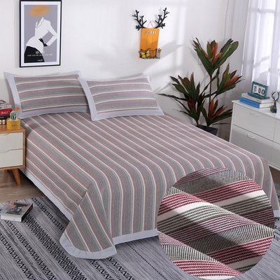 家用全棉老粗布凉席三件套简约单人宿舍床双人空调席纯棉加厚床单