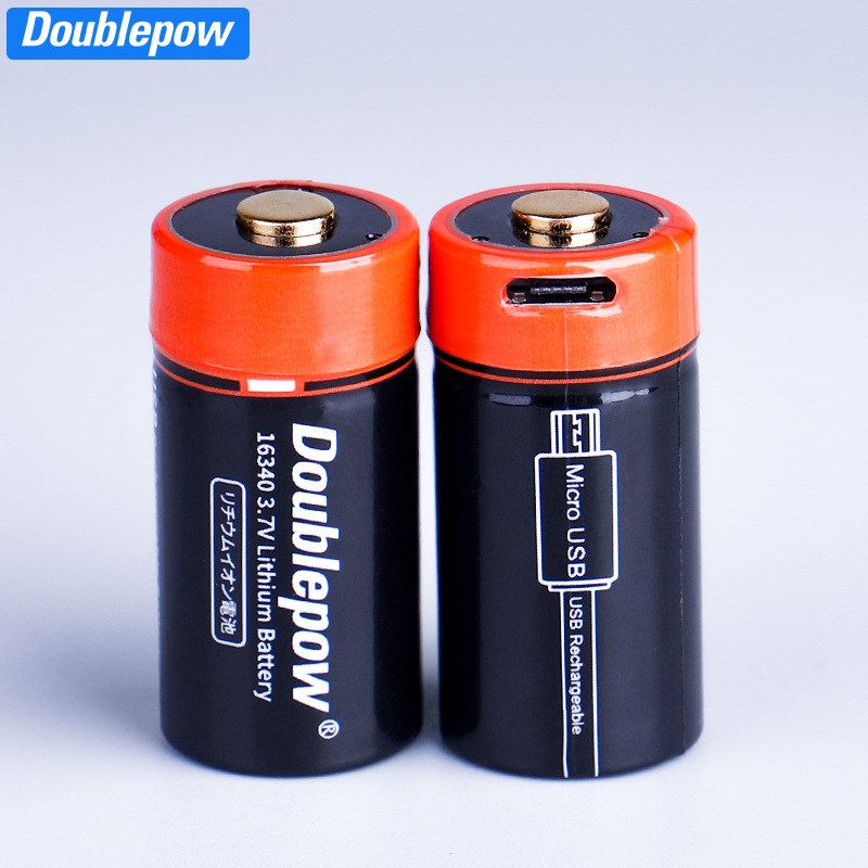 倍量16340锂电池3.7V锂离子650毫安 强光手CR123A可充USB充电电池