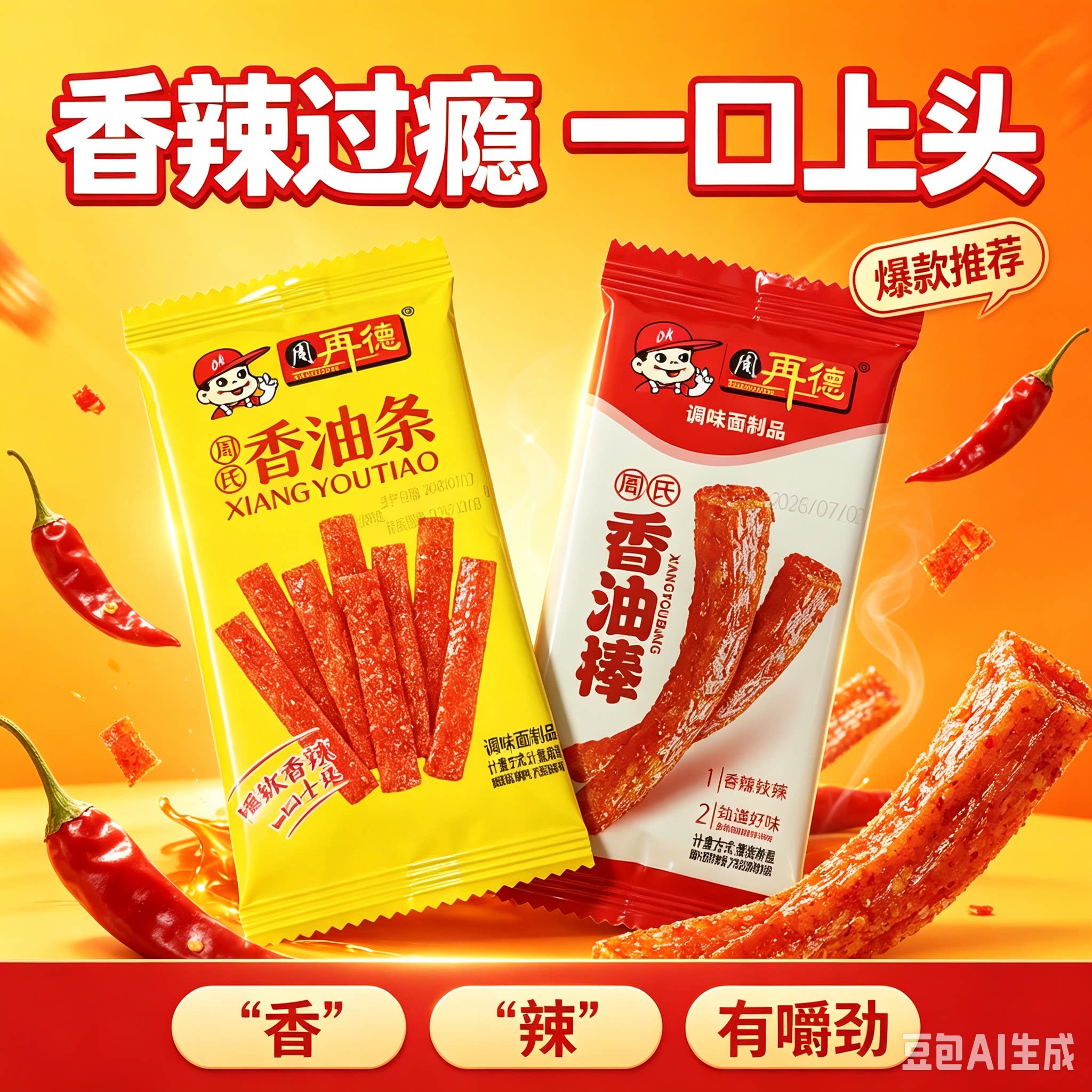 周再德香油条辣条小包装儿时零食湖南特产麻辣条零食小吃整箱批发