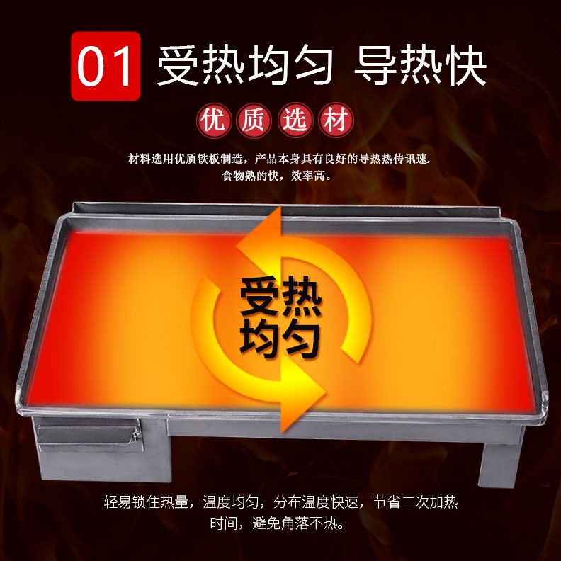 炉烤冷面铁板烧铁板商用设备专用铁板鱿鱼豆腐鸭肠铁板烧鸡蛋灌饼