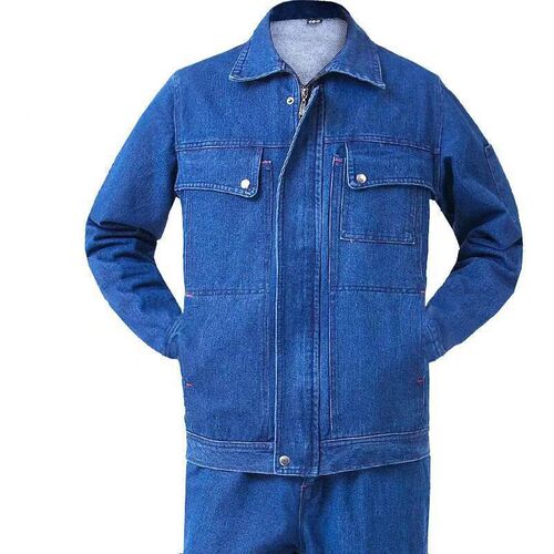 牛仔工作服套装男棉线厚款大口袋C电焊工防烫耐磨车床劳保工作服