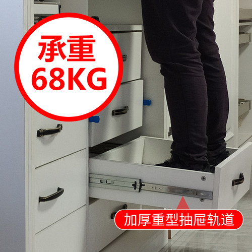 重型滑轨不锈钢抽屉轨道51宽三节加长厚滑道工业导轨承重型家用