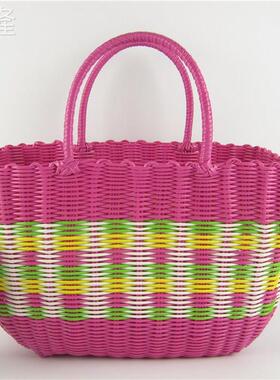 塑料编织购d物篮手提菜篮子宠物框买菜洗澡篮浴室藤编浴筐收纳野