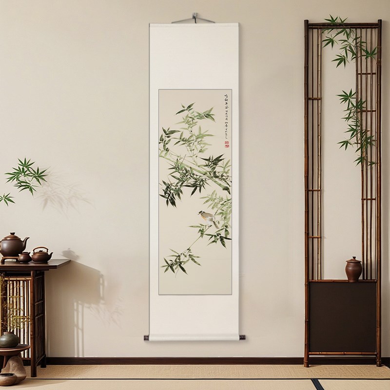 梅兰竹菊客厅装饰画新中式沙发背景墙挂画水墨画茶室书房四联壁画