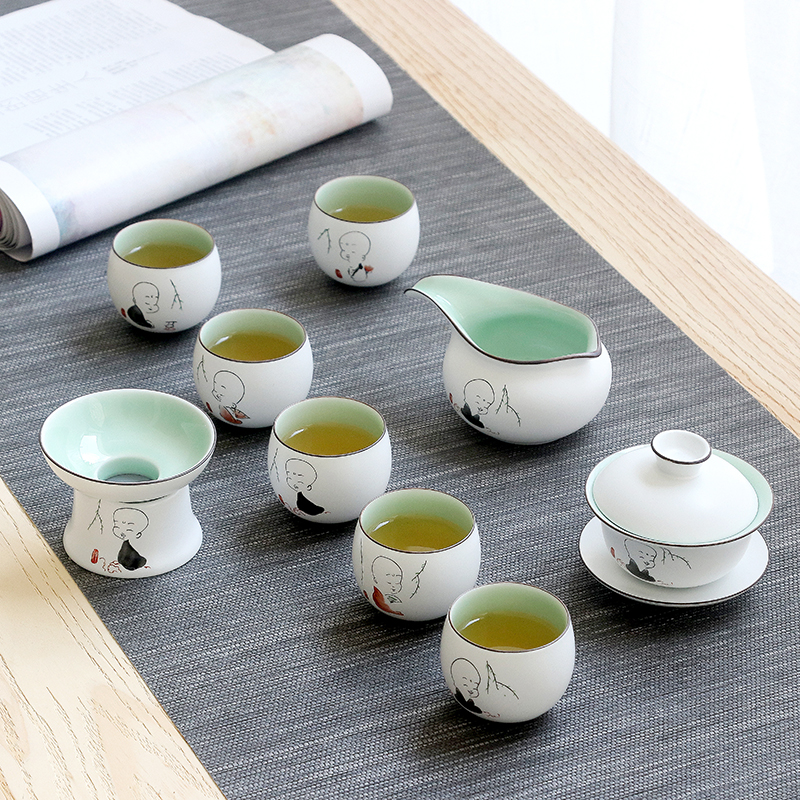 陶瓷功夫茶具盖碗茶杯茶壶整套办公室客厅家用简约现代泡茶器套装
