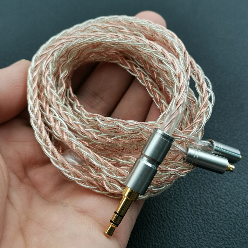 耳机升级线八股mmcx插头透明镀银无氧铜线混编织diy发烧音频线材