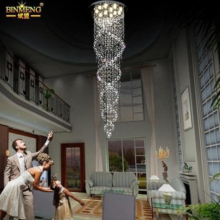 复式 楼梯吊灯中空楼梯灯长吊灯楼道间螺旋灯别墅楼中楼旋转水晶灯